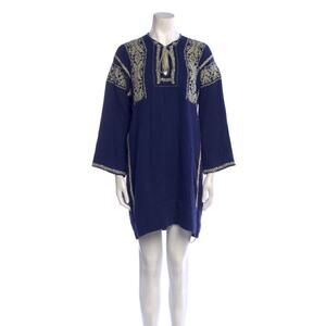 Isabel Marant Étoile Blue Embroidered Cotton Tunic Dress FR34 US2 Boho
